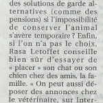 Article de journal sur l'abandon de son animal